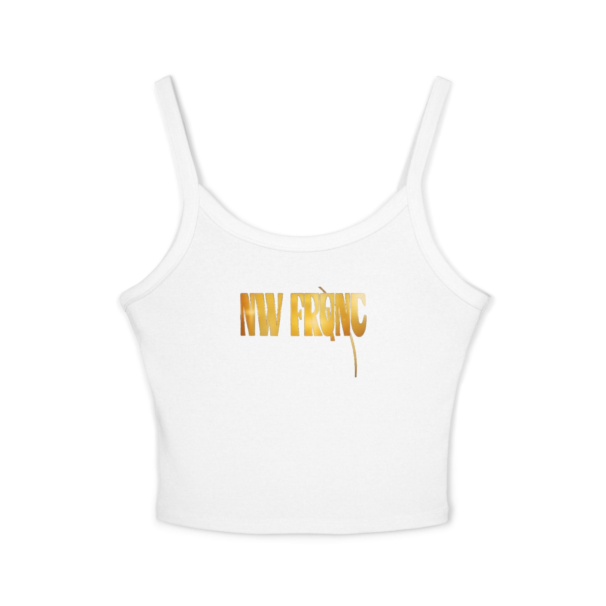 Spaghetti Tank Top | NW FRQNC logo GOLD | WHITE