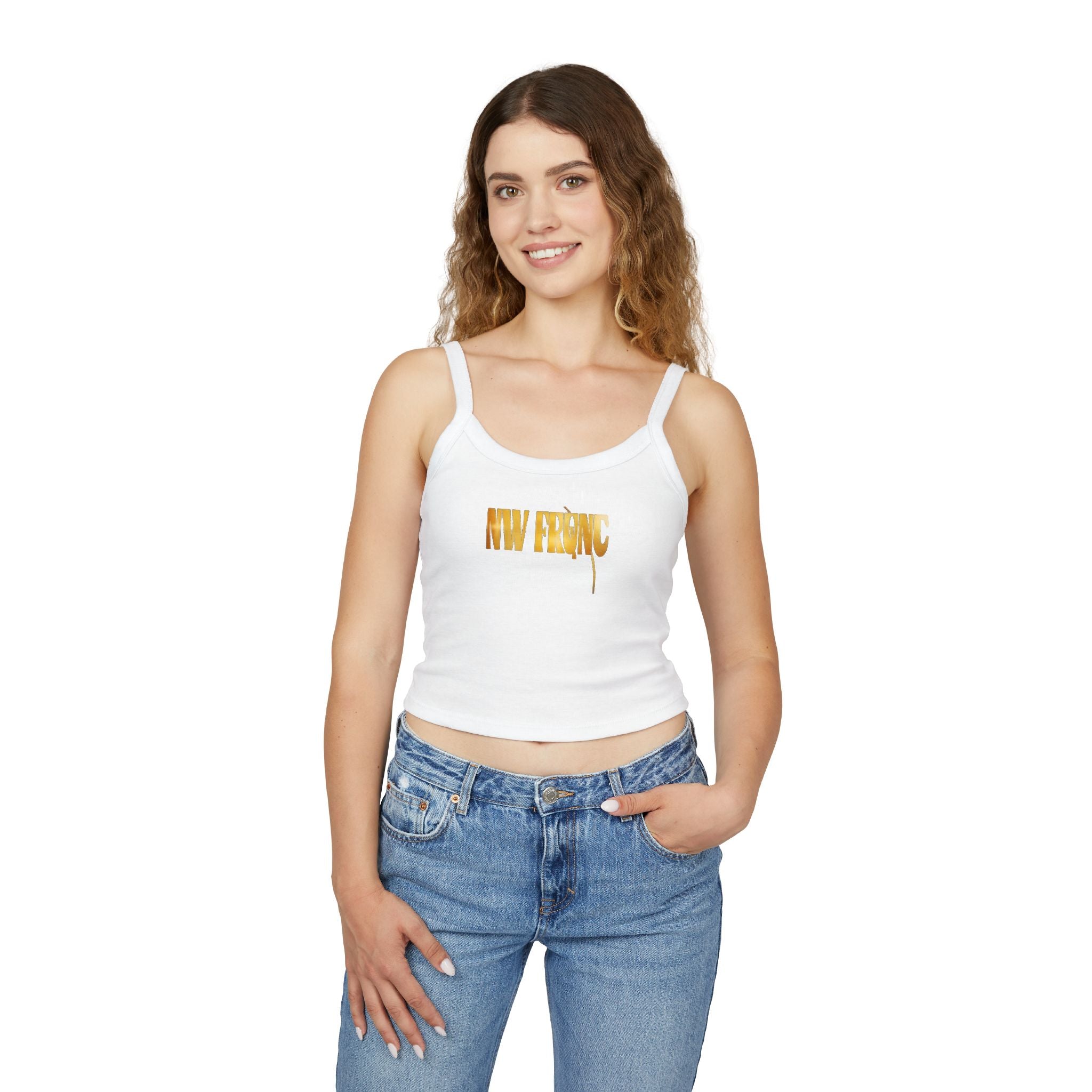 Spaghetti Tank Top | NW FRQNC logo GOLD | WHITE
